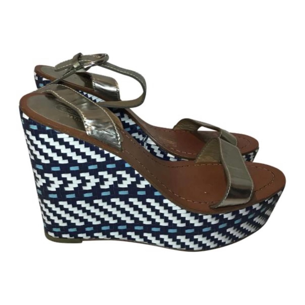Coach Blue, White & Silver Wedges Size 9